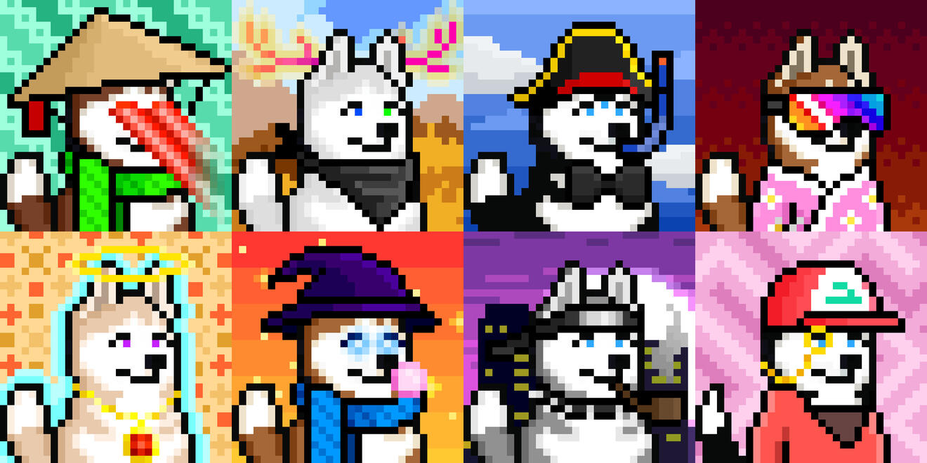 Commission: Crazy Huskies, NFT collection [32x32 px]